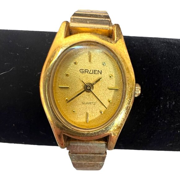 Vtg Gruen Womens Quartz Watch Stainless Steel Gold-Tone Swiss 208-902 Untested - Picture 1 of 6
